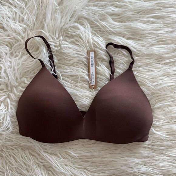 Skims Wireless Form Pushup Plunge Bra Cocoa Size 34D - Picture 2 of 7